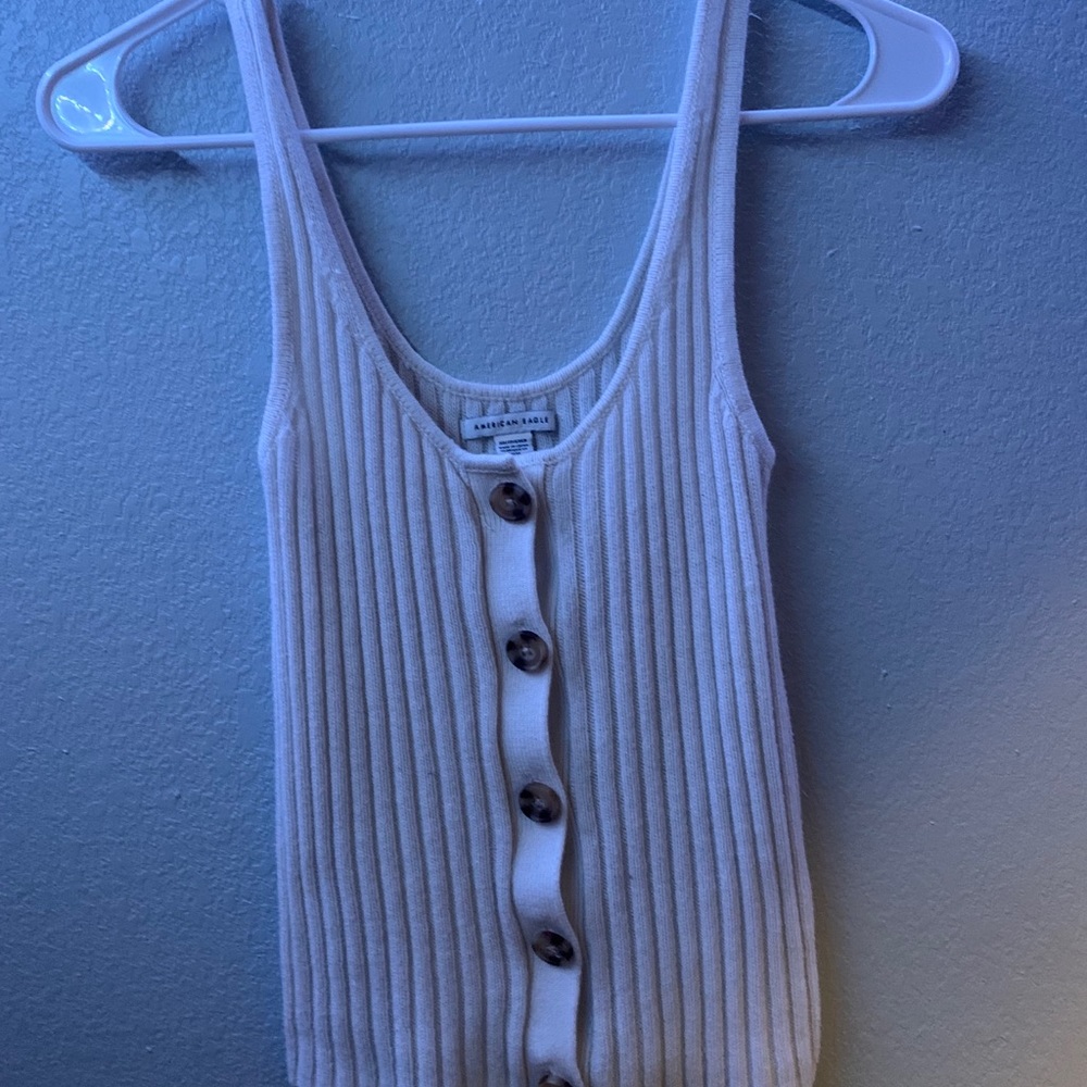 AE button up ribbed tank top